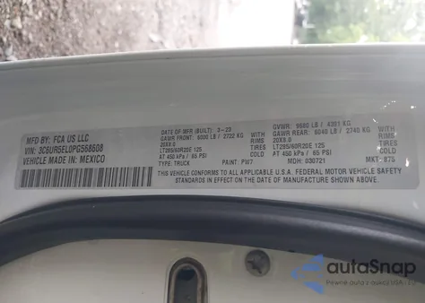 2023 Ram 2500 Power Wagon Rebel 4X4 6'4 Box from USA, damaged, VIN 3C6UR5EL0PG568608